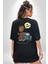 Müzik Dinleyen Groot Siyah Oversize Kadın Erkek Ön ve Sırt Baskılı T-Shirt 3
