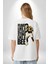 Kelebek Gibi Uçar Arı Gibi Sokarım Ali Boks Beyaz Oversize Kadın Erkek Ön ve Sırt Baskılı T-Shirt 4