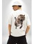 Jaguar Sırtından Çıkan Beyaz Oversize Kadın Erkek Ön ve Sırt Baskılı T-Shirt 4