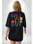 Geleçeği Seninle Planlayalım Siyah Oversize Kadın Erkek Ön ve Sırt Baskılı T-Shirt 3