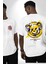 Sebep Olmadan Mutlu Ol Beyaz Oversize Kadın Erkek Ön ve Sırt Baskılı T-Shirt 1