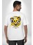 Sebep Olmadan Mutlu Ol Beyaz Oversize Kadın Erkek Ön ve Sırt Baskılı T-Shirt 2