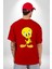 Twity Kırmızı Oversize Kadın Erkek Ön ve Sırt Baskılı T-Shirt 2