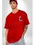 Twity Kırmızı Oversize Kadın Erkek Ön ve Sırt Baskılı T-Shirt 5