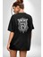 Yarım Insan Yarım Leopar Mutant Leopar Kral Siyah Oversize Kadın Erkek Ön ve Sırt Baskılı T-Shirt 3