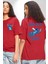 Do It Later Stitch Biberon Animasyon Kırmızı Oversize Kadın Erkek Ön ve Sırt Baskılı T-Shirt 1