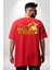 Yerine Sevemem Aslan Sarı Kırmızı Kırmızı Oversize Kadın Erkek Ön ve Sırt Baskılı T-Shirt 4