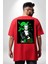 Roonoa Zoro Luffy One Piece Anime Kırmızı Oversize Kadın Erkek Ön ve Sırt Baskılı T-Shirt 2