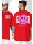 Positive Enerji Emoji Gülen Surat Kırmızı Oversize Kadın Erkek Ön ve Sırt Baskılı T-Shirt 1