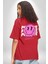Positive Enerji Emoji Gülen Surat Kırmızı Oversize Kadın Erkek Ön ve Sırt Baskılı T-Shirt 2