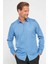 Slim Fit Uzun Kollu Kolay Ütü Teri Emen Nefes Alan Doku Kravatlık Dört Mevsim Indigo Erkek Gömlek 1