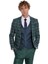 Mavi Yelekli Slim Fit Ekose Yeşil Erkek Takım Elbise - Wessi 4