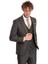 Ekose Ceketli Slim Fit Füme Erkek Takım Elbise - Wessi 1