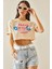 Bej Baskılı Bisiklet Yaka Crop T-Shirt 5YXK1-48564-25 1
