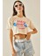Bej Baskılı Bisiklet Yaka Crop T-Shirt 5YXK1-48564-25 3