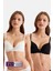 2'li Ekonomik Paket Siyah-Ekru 4731001-2 Rome Balenli Soft Push Up Dantelli Sütyen Set 2