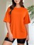 Kadın Basic Bisiklet Yaka Salaş Oversize Boyfriend T-Shirt 1