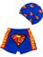 Erkek Çocuk Halkın Kahramanı Superman Temalı Mayo Şort Bone 2li Set Sarı Kırmızı Siyah 1