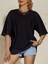 Kadın Basic Bisiklet Yaka Salaş Oversize Boyfriend T-Shirt 1