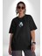 Robot Cyborg Köpek Doberman Siyah Oversize Kadın Erkek Ön Orta Minimal Baskılı T-Shirt 3