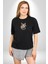Red Cloud Kedi Hintli Siyah Oversize Kadın Erkek Ön Orta Minimal Baskılı T-Shirt 1