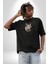 Red Cloud Kedi Hintli Siyah Oversize Kadın Erkek Ön Orta Minimal Baskılı T-Shirt 4