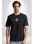 Asla Asla Deme Siyah Oversize Kadın Erkek Ön Orta Minimal Baskılı T-Shirt 1