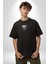Asla Asla Deme Siyah Oversize Kadın Erkek Ön Orta Minimal Baskılı T-Shirt 4