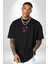 Anka Kuşu Ateş Kuşu Siyah Oversize Kadın Erkek Ön Orta Minimal Baskılı T-Shirt 3