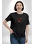 Anka Kuşu Ateş Kuşu Siyah Oversize Kadın Erkek Ön Orta Minimal Baskılı T-Shirt 5