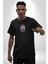 Deniz Kızı Çiçek Siyah Oversize Kadın Erkek Ön Orta Minimal Baskılı T-Shirt 5