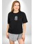 Deniz Kızı Deniz Yıldızı Mavi Saçlı Siyah Oversize Kadın Erkek Ön Orta Minimal Baskılı T-Shirt 5