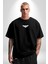 Harry Potter Beyaz Baykuş Dövme Siyah Oversize Kadın Erkek Ön Orta Minimal Baskılı T-Shirt 1