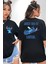 Do It Later Stitch Biberon Animasyon Siyah Oversize Kadın Erkek Ön ve Sırt Baskılı T-Shirt 1