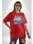 At Mandala Kafası Pamuklu Bisiklet Yaka Kadın Erkek Oversize Boyfriend Dijital Baskılı Kırmızı T-Shirt 4