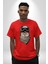Kasket Bandana Motorcu Kedi Pamuklu Bisiklet Yaka Kadın Erkek Oversize Boyfriend Dijital Baskılı Kırmızı T-Shirt 4