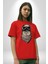 Kasket Bandana Motorcu Kedi Pamuklu Bisiklet Yaka Kadın Erkek Oversize Boyfriend Dijital Baskılı Kırmızı T-Shirt 5