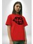 Ay Yıldız Dudak Bulut Dövme Pamuklu Bisiklet Yaka Kadın Erkek Oversize Boyfriend Dijital Baskılı Kırmızı T-Shirt 1