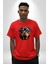 Rottweiler Kafası Pamuklu Bisiklet Yaka Kadın Erkek Oversize Boyfriend Dijital Baskılı Kırmızı T-Shirt 4