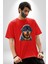 Rottweiler Koca Kafa Puppy Pamuklu Bisiklet Yaka Kadın Erkek Oversize Boyfriend Dijital Baskılı Kırmızı T-Shirt 5