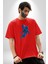 Basketbol Mars Uzay Smaçı Pamuklu Bisiklet Yaka Kadın Erkek Oversize Boyfriend Dijital Baskılı Kırmızı T-Shirt 1