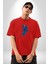 Basketbol Mars Uzay Smaçı Pamuklu Bisiklet Yaka Kadın Erkek Oversize Boyfriend Dijital Baskılı Kırmızı T-Shirt 4