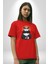 Yoga Panda Pamuklu Bisiklet Yaka Kadın Erkek Oversize Boyfriend Dijital Baskılı Kırmızı T-Shirt 1