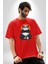 Yoga Panda Pamuklu Bisiklet Yaka Kadın Erkek Oversize Boyfriend Dijital Baskılı Kırmızı T-Shirt 2