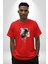 Kaket Polis Kedi Pamuklu Bisiklet Yaka Kadın Erkek Oversize Boyfriend Dijital Baskılı Kırmızı T-Shirt 3