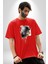Kaket Polis Kedi Pamuklu Bisiklet Yaka Kadın Erkek Oversize Boyfriend Dijital Baskılı Kırmızı T-Shirt 5