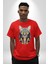 Kulaklık Kedi Pamuklu Bisiklet Yaka Kadın Erkek Oversize Boyfriend Dijital Baskılı Kırmızı T-Shirt 1