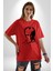 Kemal Atatürk Imza ve Silüet Pamuklu Bisiklet Yaka Kadın Erkek Oversize Boyfriend Dijital Baskılı Kırmızı T-Shirt 5