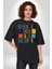 Geleçeği Seninle Planlayalım Pamuklu Bisiklet Yaka Kadın Erkek Oversize Boyfriend Dijital Baskılı Siyah T-Shirt 1