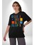 Geleçeği Seninle Planlayalım Pamuklu Bisiklet Yaka Kadın Erkek Oversize Boyfriend Dijital Baskılı Siyah T-Shirt 2